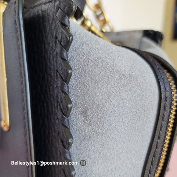 COACH Dreamer 27 Whipstitch Colorblocked Mixed Leather & Suede Satchel-Ink Multi - Picture 15 of 16